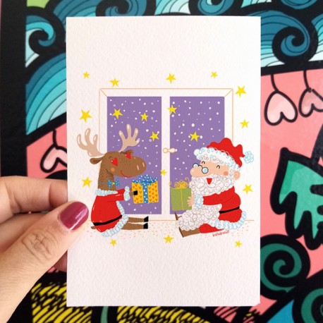 Babbo Natale e la Renna | Stampe & Biglietti